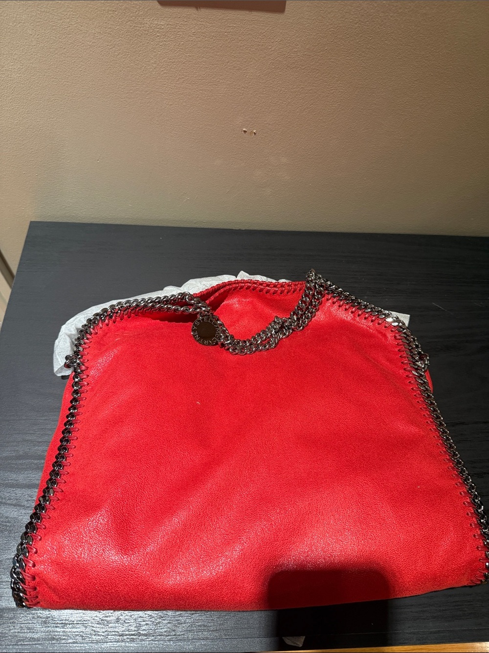 Stella McCartney Bright Red Chain-Edge Tote